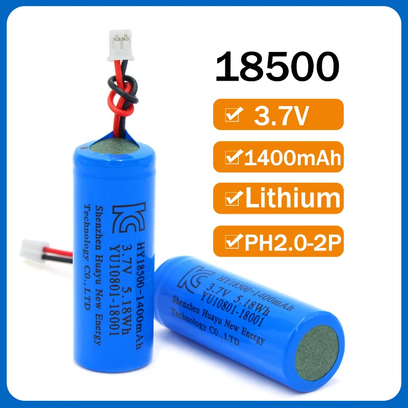 3.7V 1400mAh 18500 Rechargeable Lithium Battery with Connector Wires for Flashlight Electric Toothbrush Radio Keyboard Mouse