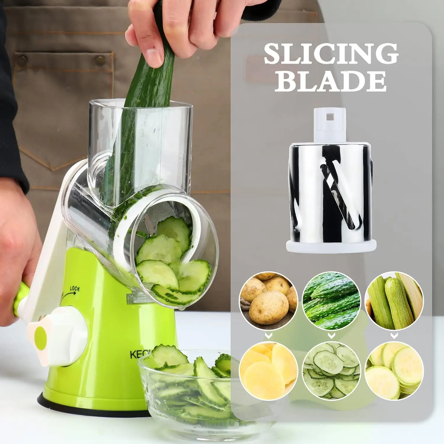 Rotary Cheese Grater Shredder Manual Vegetable Potato Slicer Carrot Grater Round Mandoline Slicer Veggie Chopper Kitchen Tools