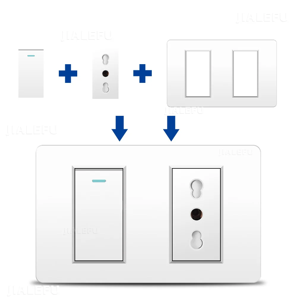 PC Fire Two Panel Italian Standard Socket Blank Switch Socket White, Gray, Black, Gold Four Colors Available