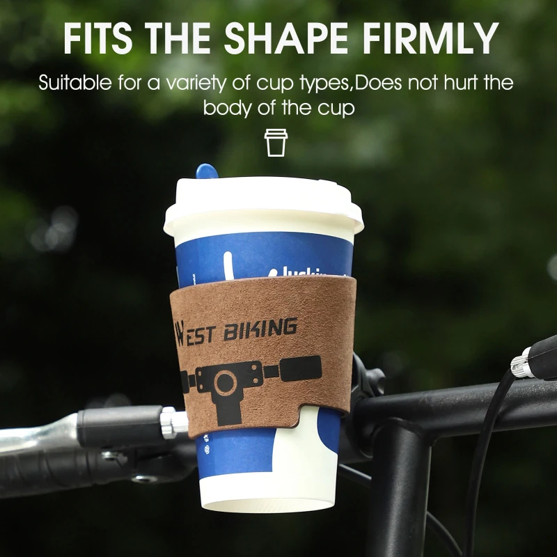 WEST BIKING Vintage Bicycle Bottle Holder Cowhide Coffee Cup Holder Tea Cup Holder Bicycle Scooter Water Bottle Cage Bracket