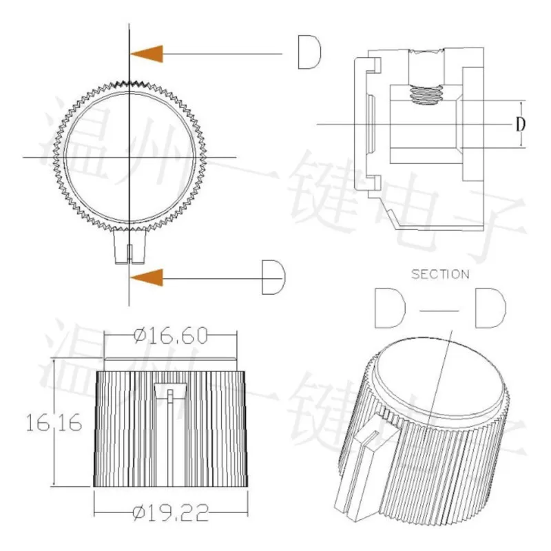 10 pcs KNP-21-6.0 band Switch knob with screws fixed electronic handwheel positioning shaft Selector Switch Knob cap