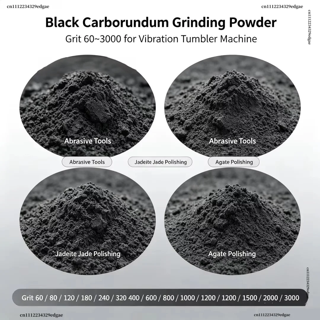 Black Carborundum Grinding Grit60~3000 Black Silicon Carbide Abrasive For Vibration Tumbler Machine Jadeite Jade Agate Gemstone