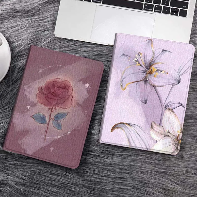 

Starry Pink Rose Illustration Gift Tablet Case For Samsung Galaxy Tab S7 S8 S9 S10 FE Lite