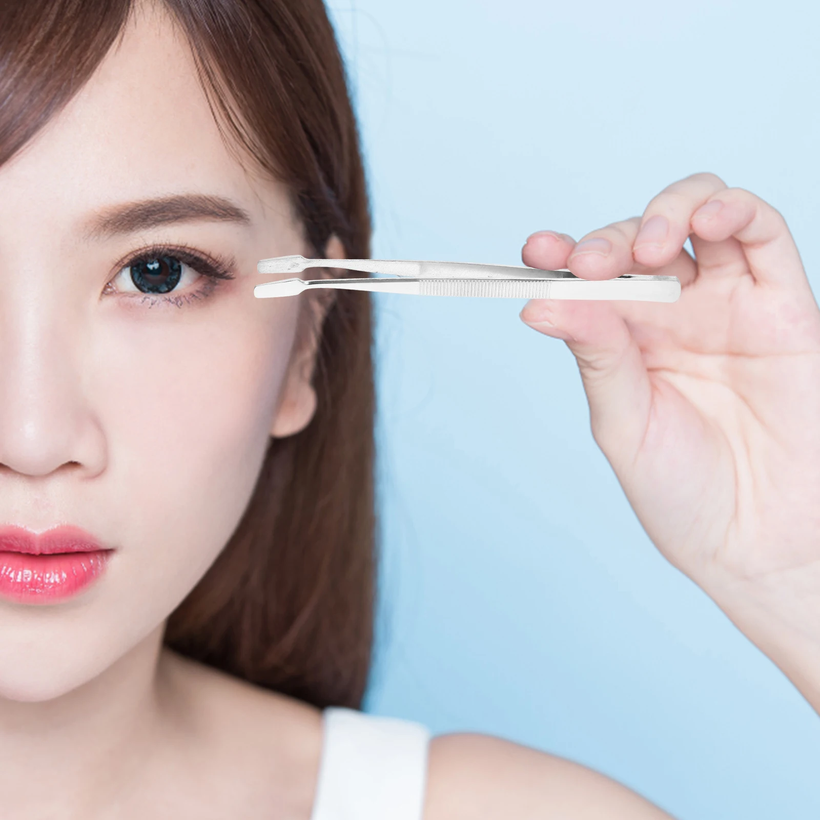 6 Stück Pinzette mit flacher Spitze, lange Pinzette aus Edelstahl zum Basteln, Schmuck, Stempel, Münzen, Präzisionshandhabung, Stempelpinzettenzange