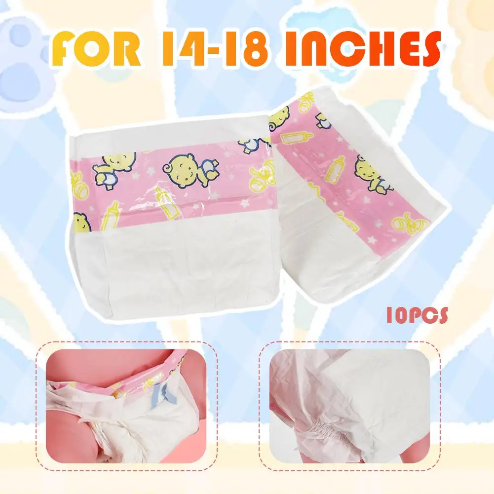 Baby-Puppen-Windeln, 10 Stück, Nachfüllpackung für Reborn-Puppen-Windeln, Wiederverwendbares Zubehör für Babypuppen, Neugeborenen-Windeln – Detail 8