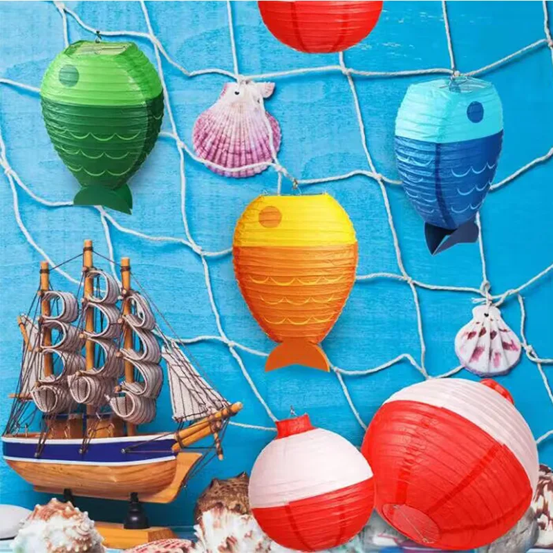 New Product Fishing Buoy Paper Lantern Fish Shaped Fish Basket Irregular Ocean Themed Fisherman Wedding Decoration