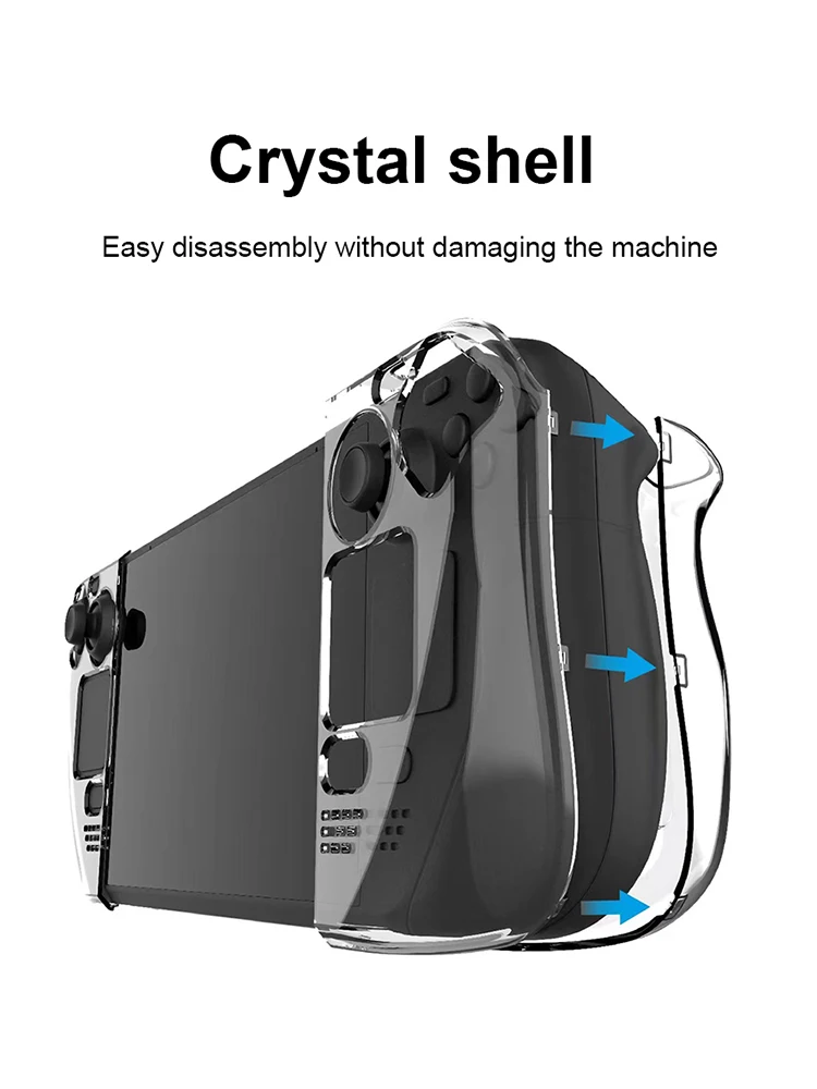 Transparent Crystal Clear Protective Cover Accessories Protective Cover Shell Replacement Detachable with Support for Steam Deck
