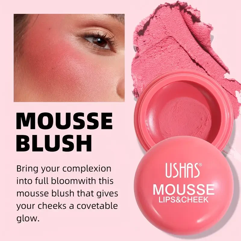 6 Colors Available, Natural Velvet Texture Blush Mud, Dual Use for Lips and Face, Natural and Delicate Texture, Long-Lasting Moisturizing Velvet Mist Mousse Texture