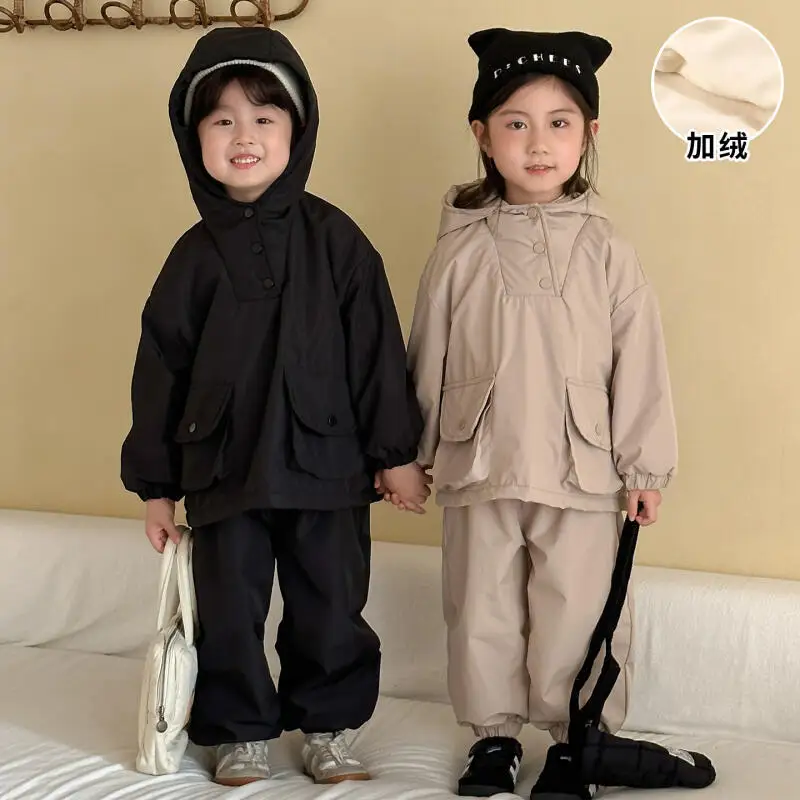 

Детская пижама для малышей, весенне-осенний комплект из чистого хлопка с начесом, новая модель, костюм для мальчиков, домашняя одежда для девочек, спортивный костюм, новый стиль