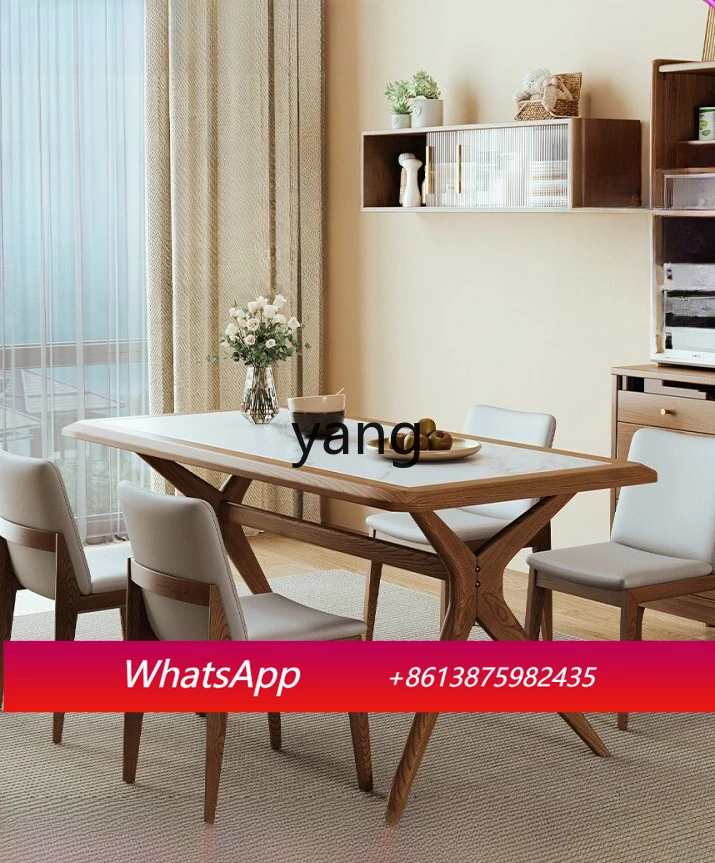 LMMsolid wood full support rock slab dining table household modern simple rectangular eating table
