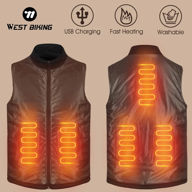 

WEST BIKING Heating Vest Men Women USB Electric Thermal Jackets 5 Heated Vest Zones Winter Outdoor Camping Hiking Warm Clothes