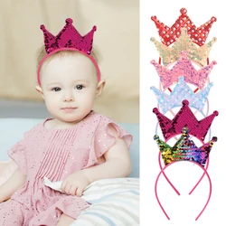 Aro para el pelo de fiesta con lentejuelas para niña, diadema con corona brillante, tocado para cumpleaños, diadema para Festival, disfraces de hadas, accesorios para fiesta