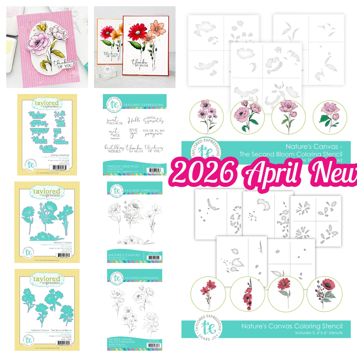 

Taylored the Second Bloom Timeless Greetings Metal Cutting Dies and Stamps for DIY Scrapbooking Handmade Calendar March 2026 New