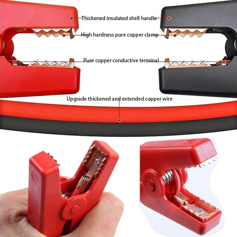 Smart Booster Cables Auto Emergency Car Battery Clamp Accessories Wire Clip Red-black Clips for 12V Jump Starter starting