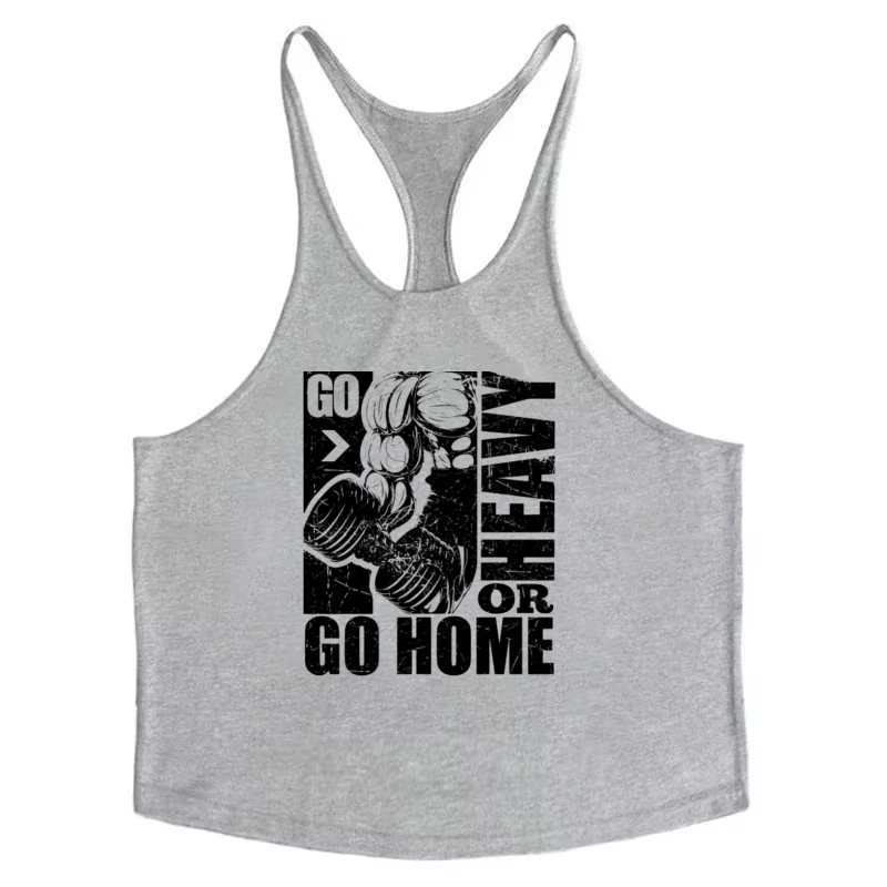 

2025 - Men's Gym Stringer Bodybuilding Vest - Fitness Sleeveless Shirt, Printed Cotton Muscle Undershirt, Breathable Fabric