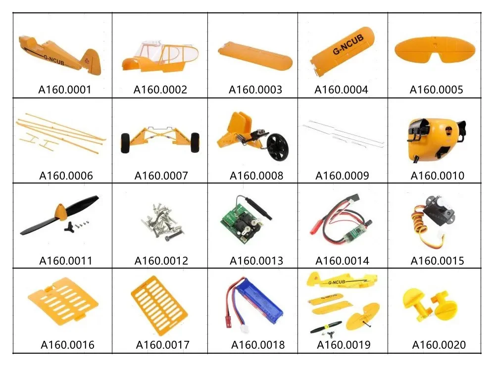 XK A160 RC Airplane Glider Spare Parts Screws Reiver Board Motor ESC Head Cover Servo Body Shell Battery Cover landing  Wing