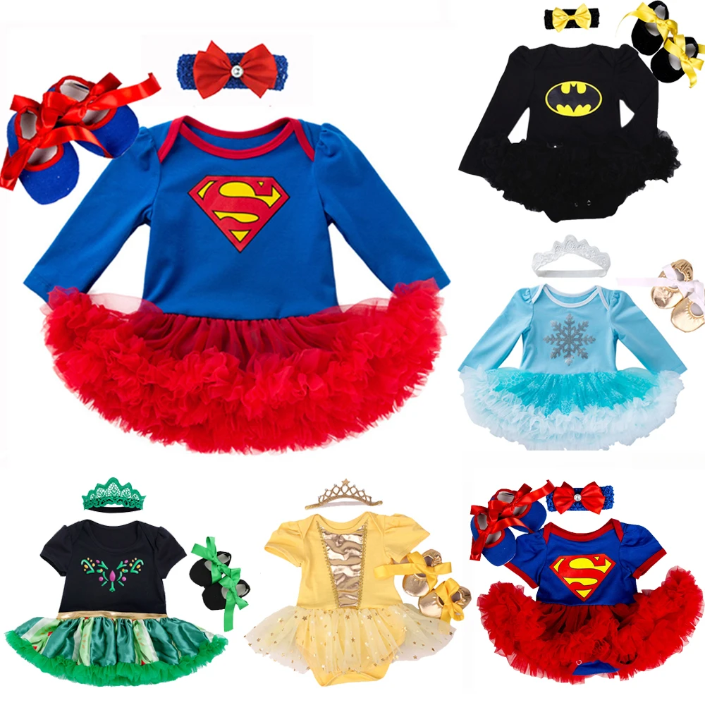 0-2Y 3pcs Girl Baby Summer Suit Novelty Costume Newborn Clothing Sets Bebe Dress Toddler Clothes Party Cosplay Gift 3 6 9 12 18M