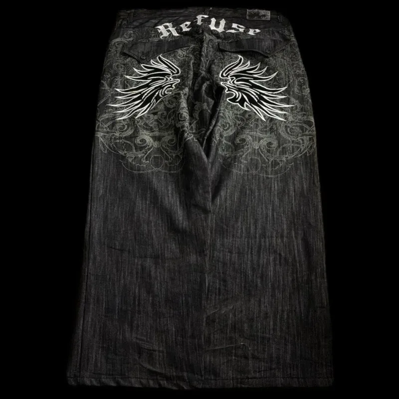 

Y2K модные новые мешковатые джинсы с рисунком водяных знаков и вышивкой букв мужские Harajuku хип-хоп популярные широкие брюки для пар