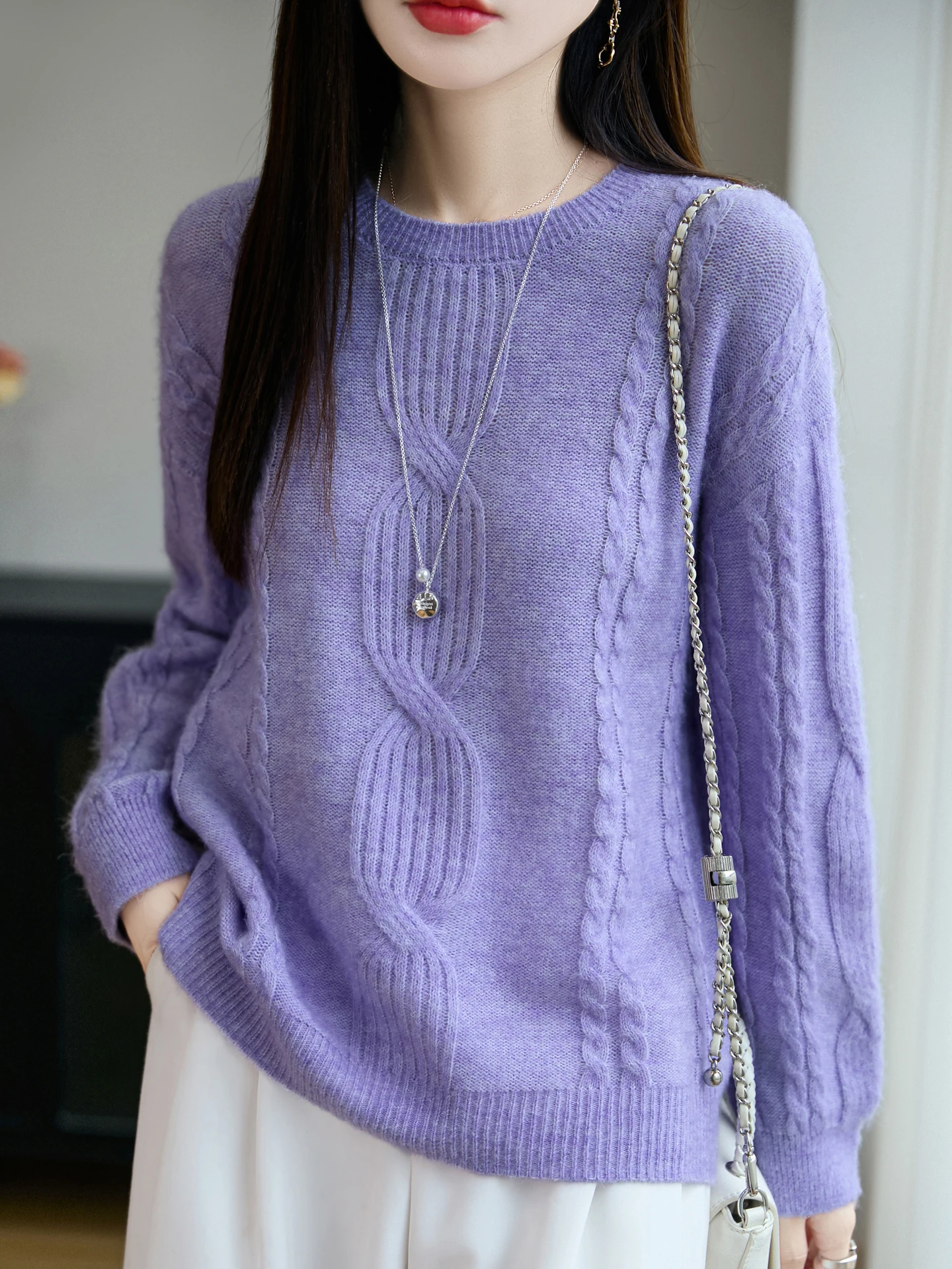 Elegant Autumn Winter Woman Sweater Luxury Ladies 30%Merino Wool Knitwear Casual Pullover Loose Female Long Sleeve Clothing Tops