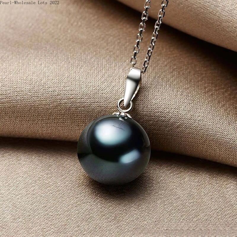 

Кулон из натурального черного жемчуга, 9-10 мм, цепочка из стерлингового серебра 925 пробы, элегантные украшения для женщин