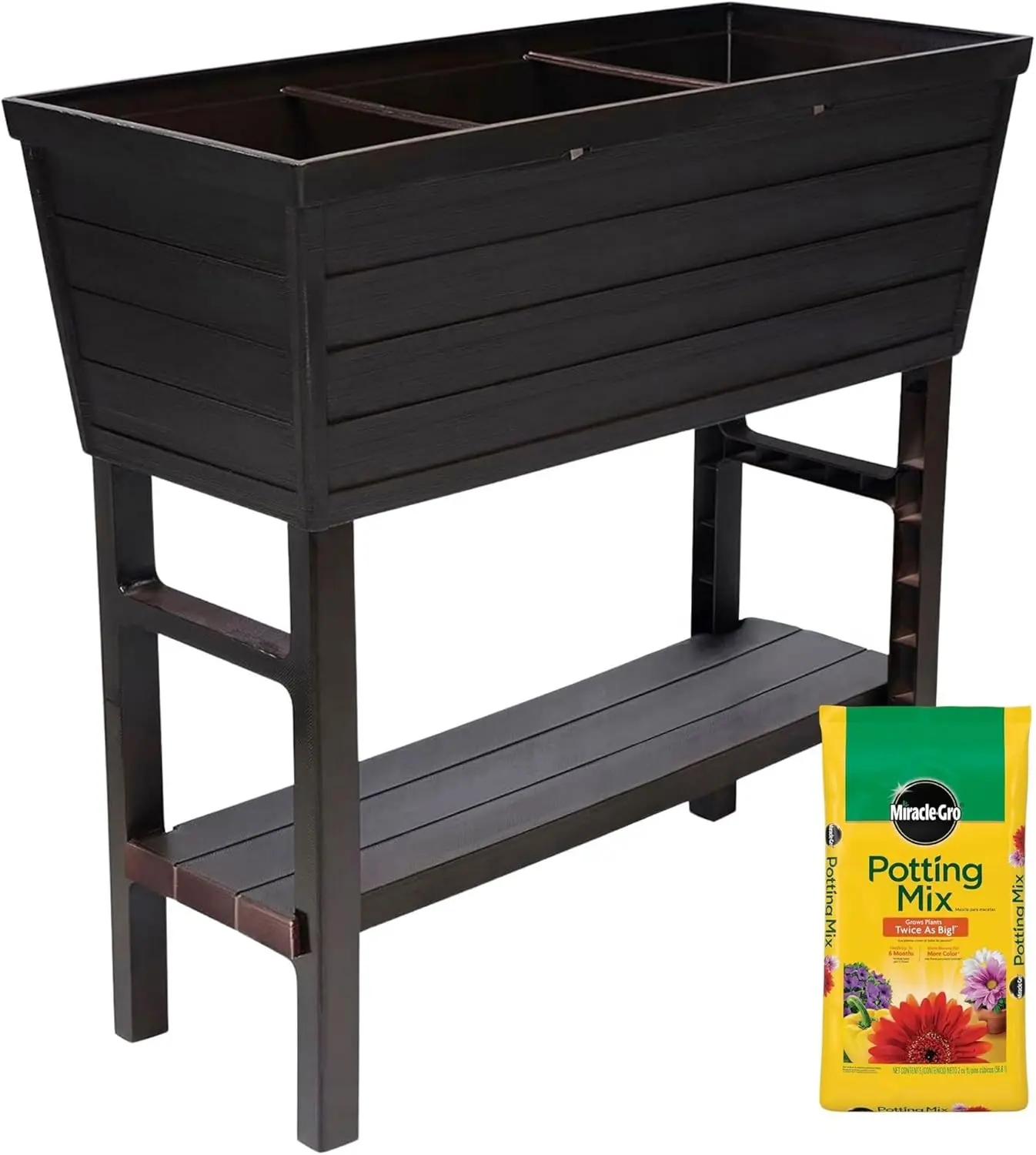 

Raised Garden Bed, 14.5" L x 32.25" W x 31.12" H Bundled with Miracle-Gro Potting Mix for Plants, Flowers, and Vegetable