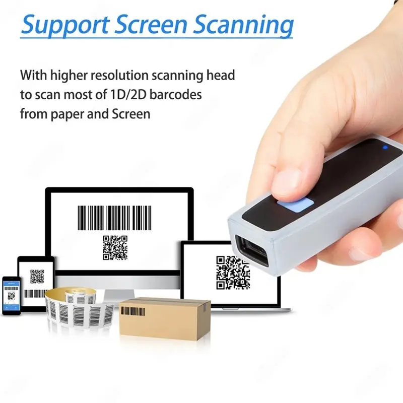 Bluetooth Enabled Wireless Barcode Scanner 1D 2D Mini Pocket Bar Reader Portable BT QR Code PDF417 Reader For PC Phones - view 5