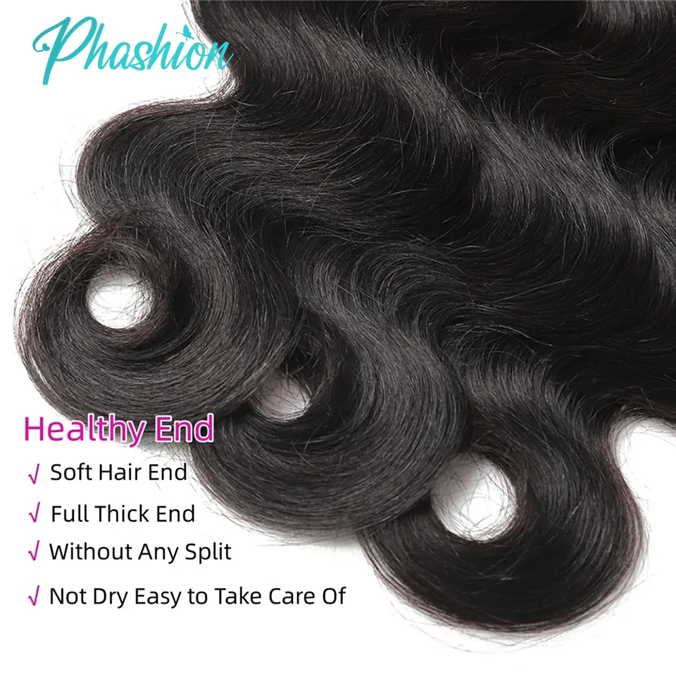 Phashion Body Human Hair Bundles 1/3 Pcs/Lot 30 32 Inch 100% Remy Hair Extensions For Black Women Brazilian Weave Natural Color