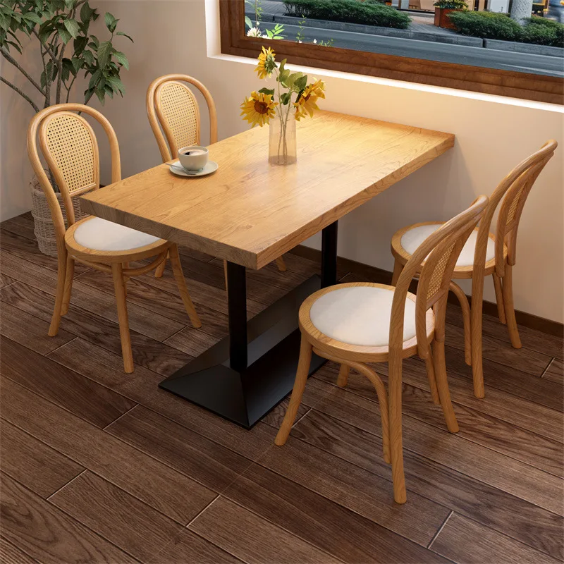 Tea restaurants, taverns, solid wood tables, milk tea shops, casual rectangular dining tables, dessert shops, one table with fou