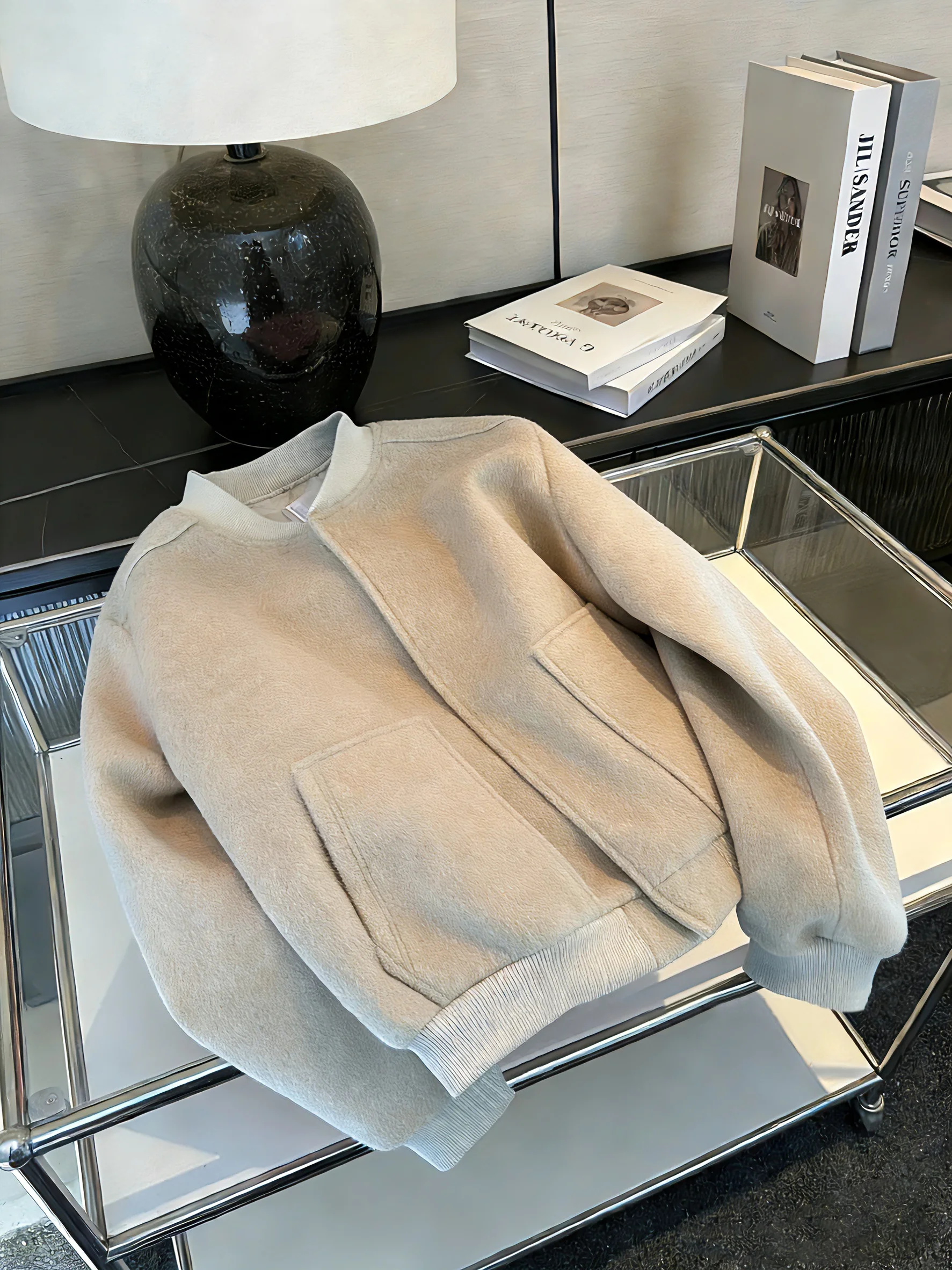 

Американский ретро-пиджак с воротником-стойкой, лоскутной отделкой и молнией, шерстяной, женский, весенне-осенний, модный, повседневный, в стиле бейсбольной куртки