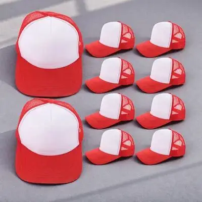 

10pcs Blank Mesh Baseball Cap Sublimation Hat Polyester Black Sports Heat Transfer Caps Reusable Stylish Breathable DIY