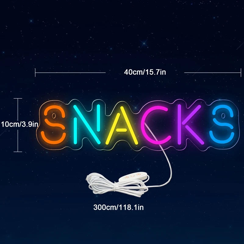 Snack Signboards LED Neon Light Sign Acrylic Letters Neon Sign USB For MiniMarket Candy Store Shop Pub Wall Art Decor LED Signs