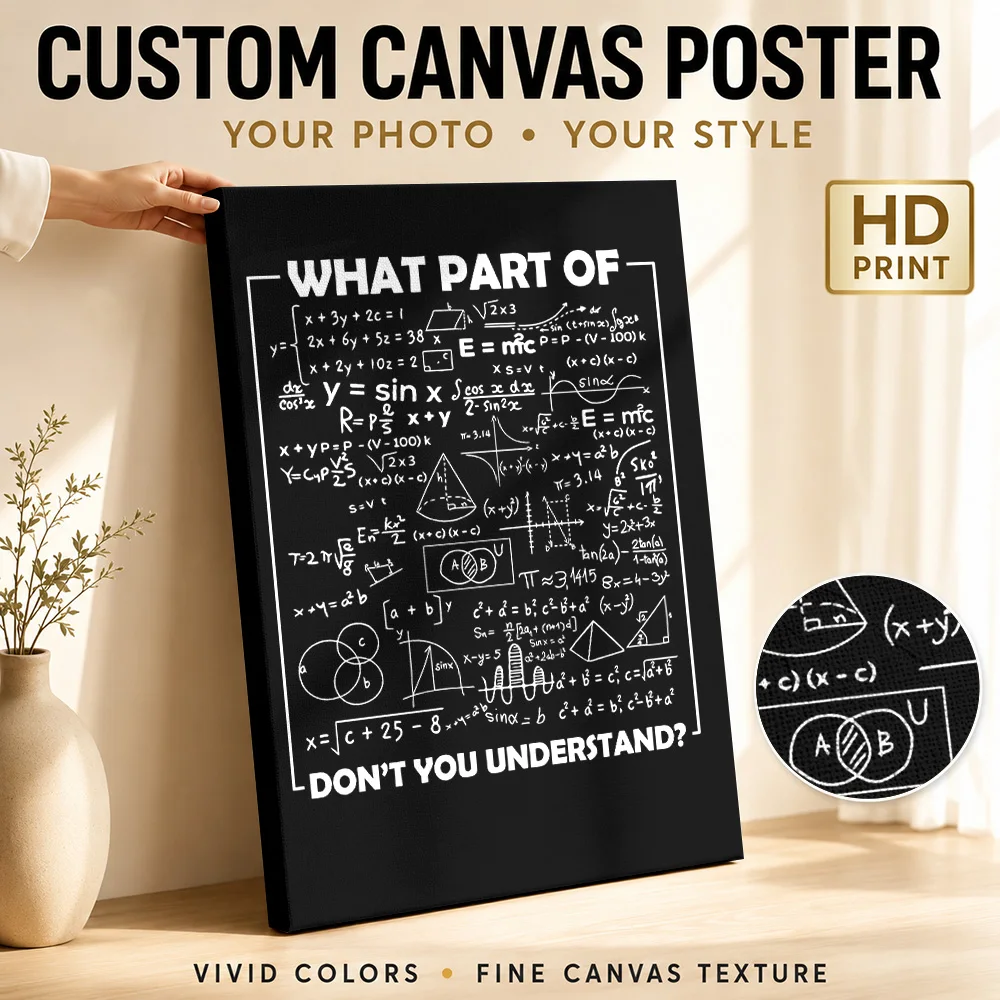 Mathematical Equations Humor Quote Gallery Wrapped Canvas Print Customized Photo Reference Diagram Wall Art For Learning Room