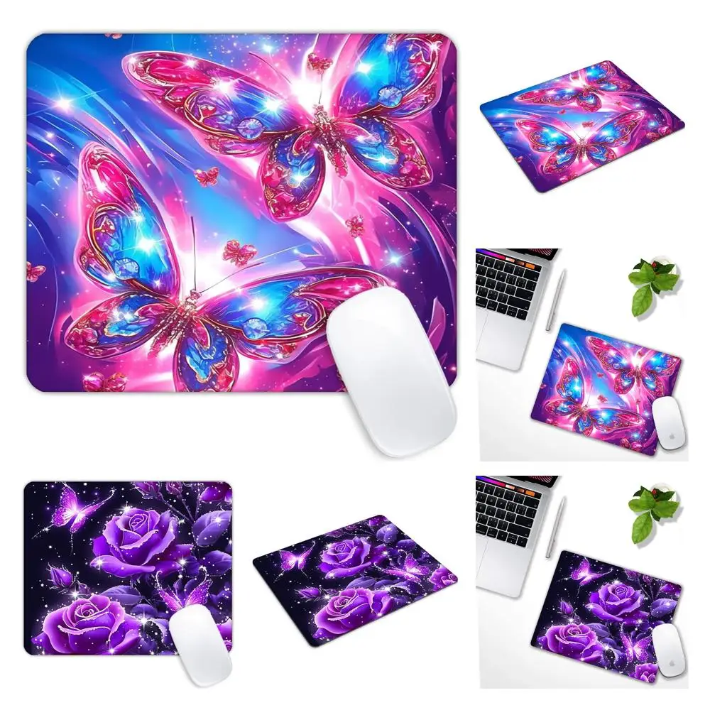 

Vintage Colorful Butterfly Printing Lock Edge Gaming Mousepad Gamer Mouse Mat Keyboard Mats Desk Pad Mousepads 22x18cm