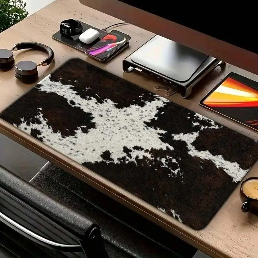 Muismat/bureaumat met koeienhuidprint – antislip comfortprecisie voor gaming/kantoor (vakantiecadeau)