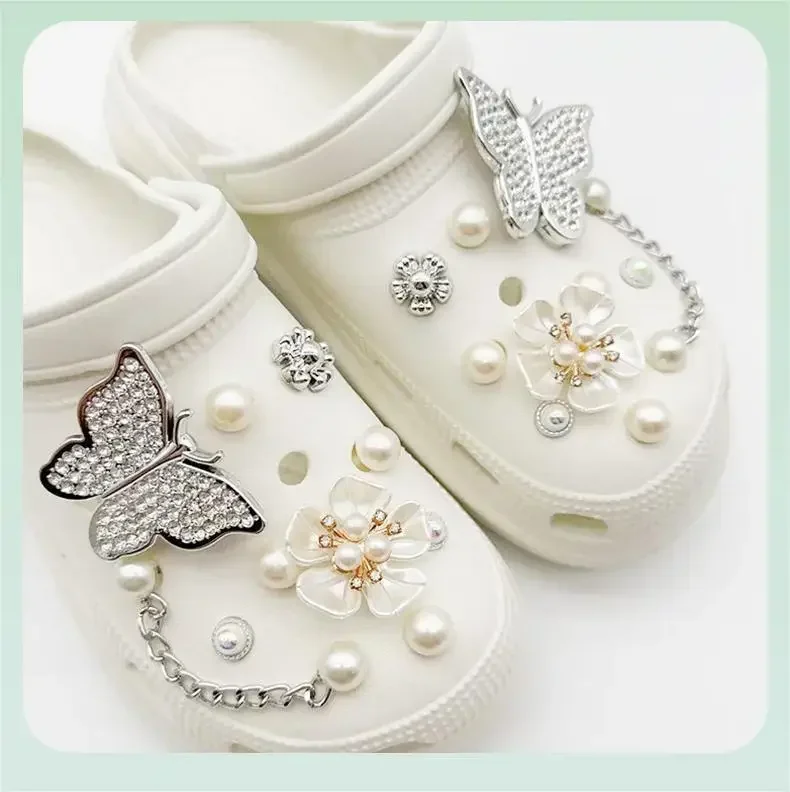 Modisches DIY Schuhblumen-Set Schuhschmuck Schmetterling Perlenblume Abnehmbare Kettenschnalle Kreative Schuhdekoration – Detail 4