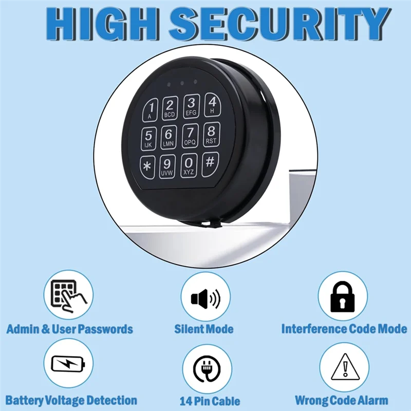 

FEDI-Safe Lock Replacement With Solenoid Lock Black Keypad Electronic Lock For Home And Business Safe Box