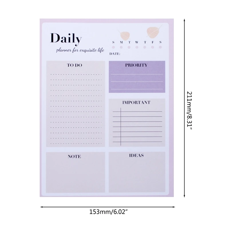 Daily Planner with PVC Hard Cover 50 Undated Tear-Off Sheets To Do List Notebook Twin-coil Binding Daily Journal Notepad