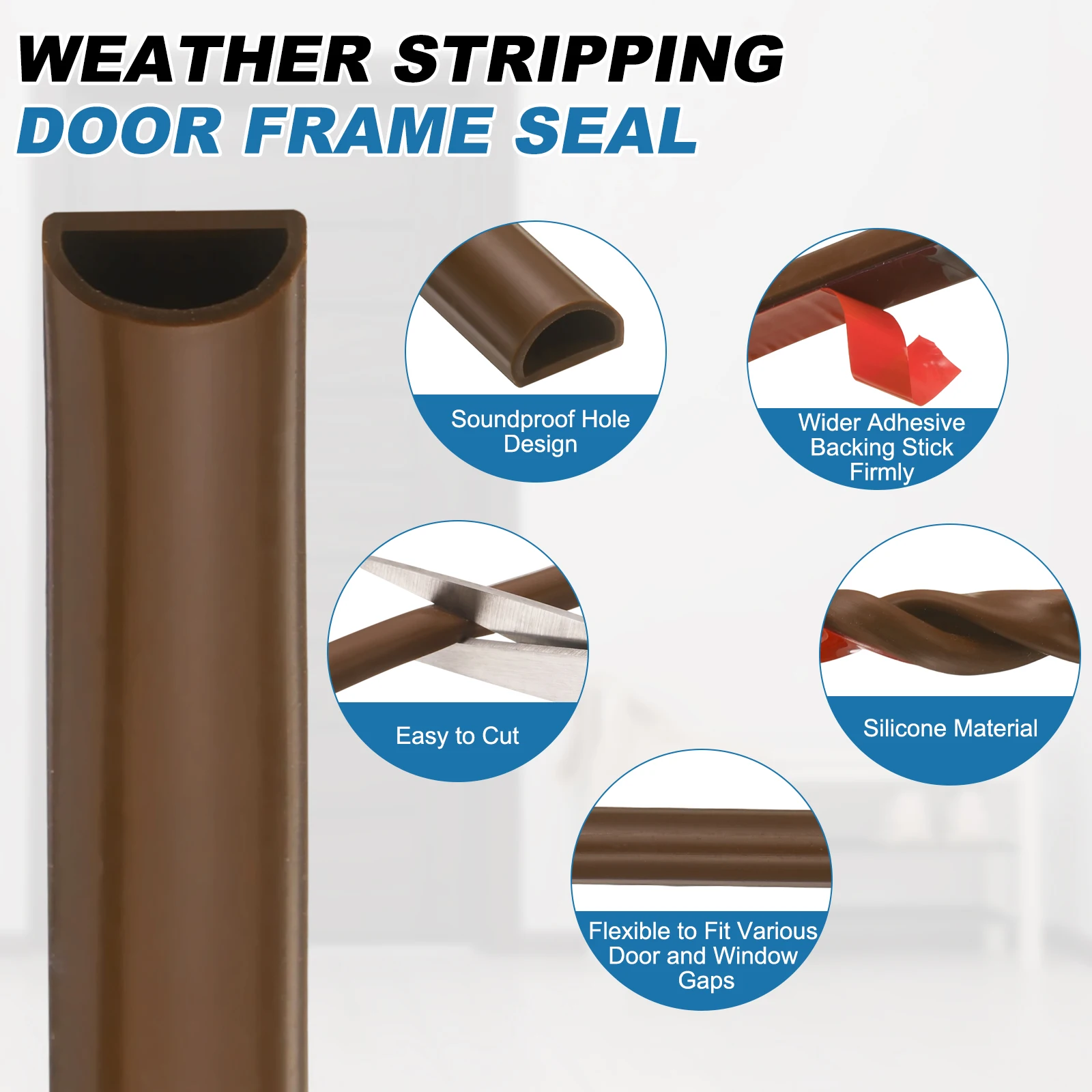 

Уплотнительная лента Uxcell 4/6/12 метров, силиконовая самоклеящаяся уплотнительная лента для дверей и окон, для заполнения зазоров в дверных и оконных рамах