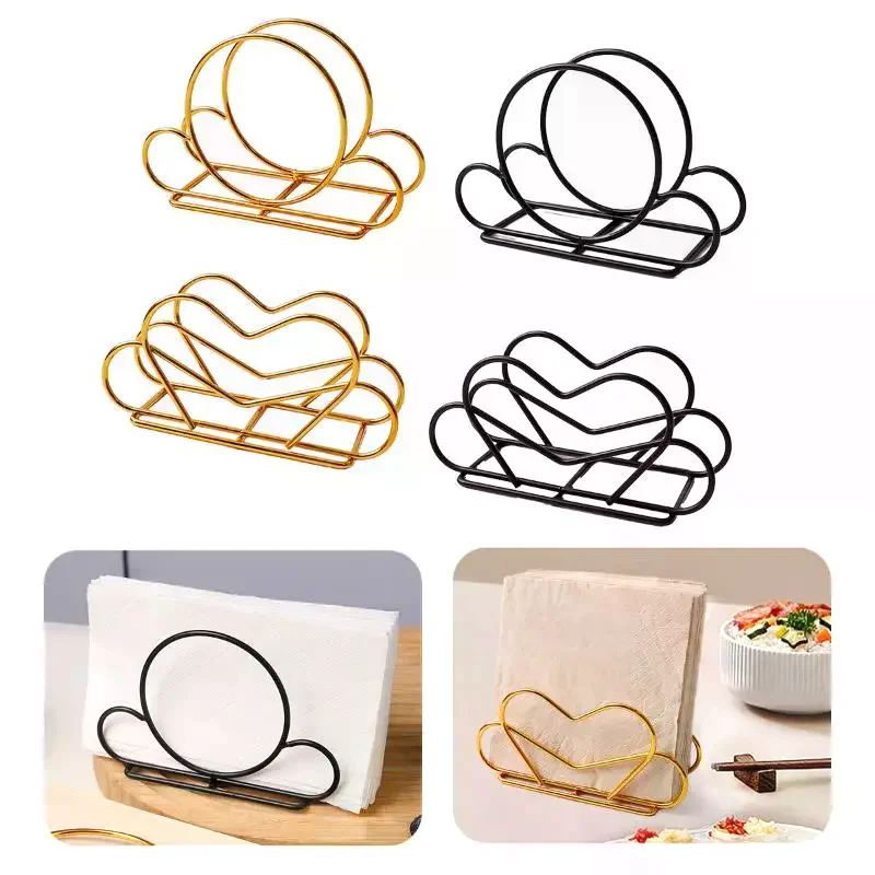 

1 шт. Элегантная железная подставка для салфеток в форме сердца/круглая, стильный аксессуар для кухни и обеденного стола, идеально подходит для дома и ресторана
