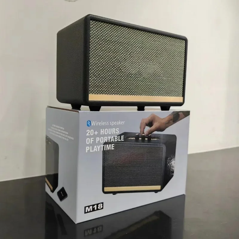 M18 Caixa De Som بلوتوث مكبر هاي فاي المحمولة ريترو Boombox باس قابل للتعديل HIFI ستيريو U القرص TF بطاقة Aux تشغيل مضخم الصوت