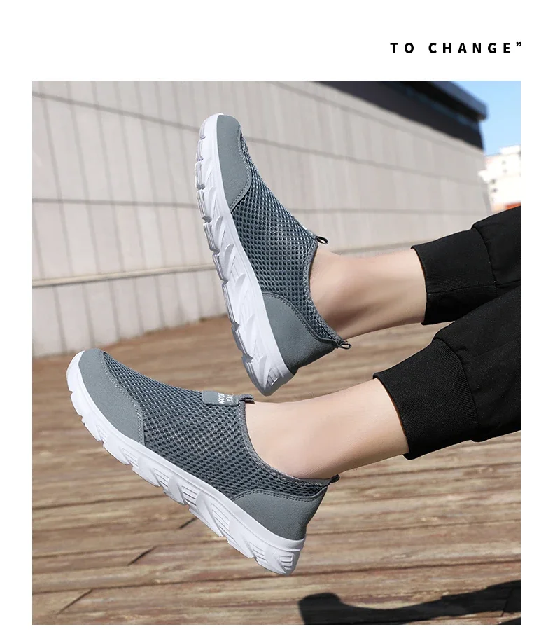 Summer Mesh Casual Shoes For Men Breathable Low-cut Men's Running Shoes Outdoor Non-slip Lightweight Sneakers Man Slip-on Shoes
