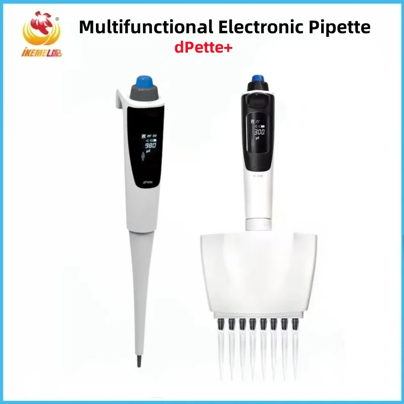 IKEME dPette+ New Electric Pipette 0.5-1000ul Dropper Adjustable 8 channel Electronic pipette Digital Laboratory Micropipette