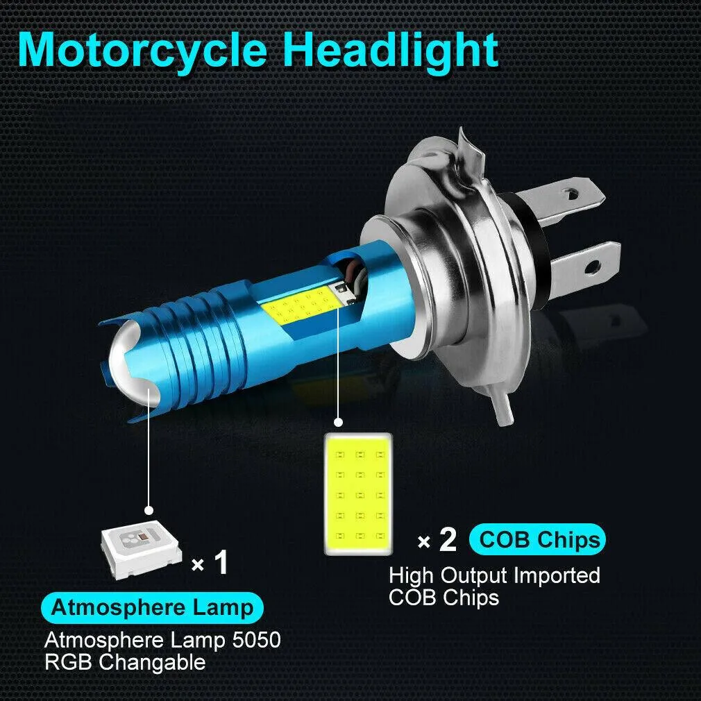 Motorcycle Headlight Bulb H4 9003 HB2 LED Bulb Hi/Lo Beam White Cars Trucks ATVs High Power Lighting Lamp Bulb