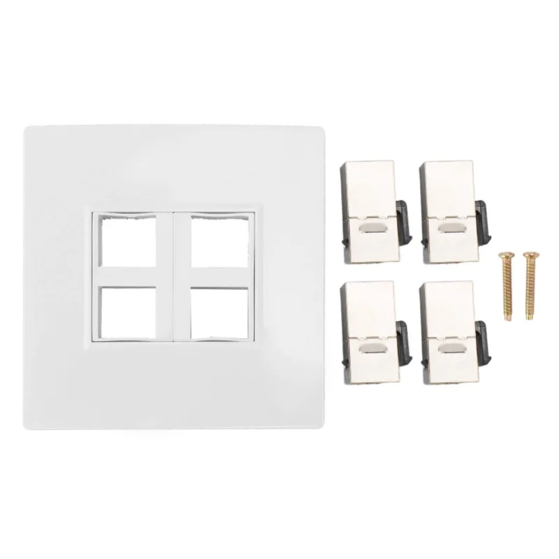 

Cat 6 Ethernet Wall Plate 4 Port Female To Female Avoid Clutter Internet Wall Plate For CAT5 CAT5E CAT6 CAT6A