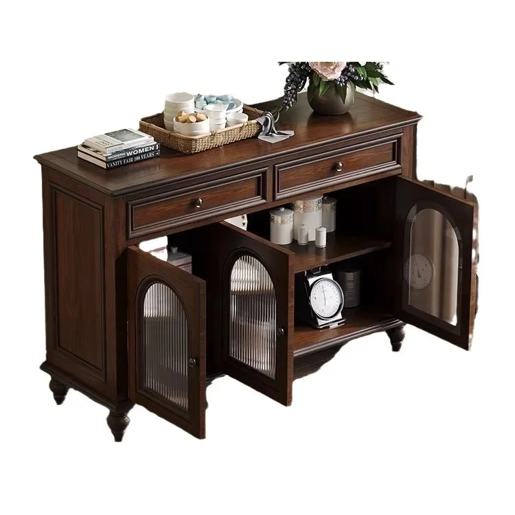 

American solid wood household dining side cabinet French retro locker living room against the wall tea cabinet wine cabinet book