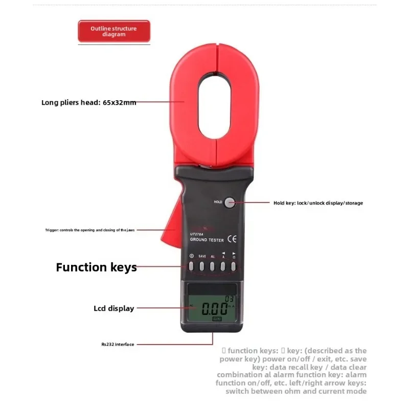 Clamp Type Grounding Resistance Tester UT272+/UT273+/275+digital Clamp Type Lightning Protection Test Table part