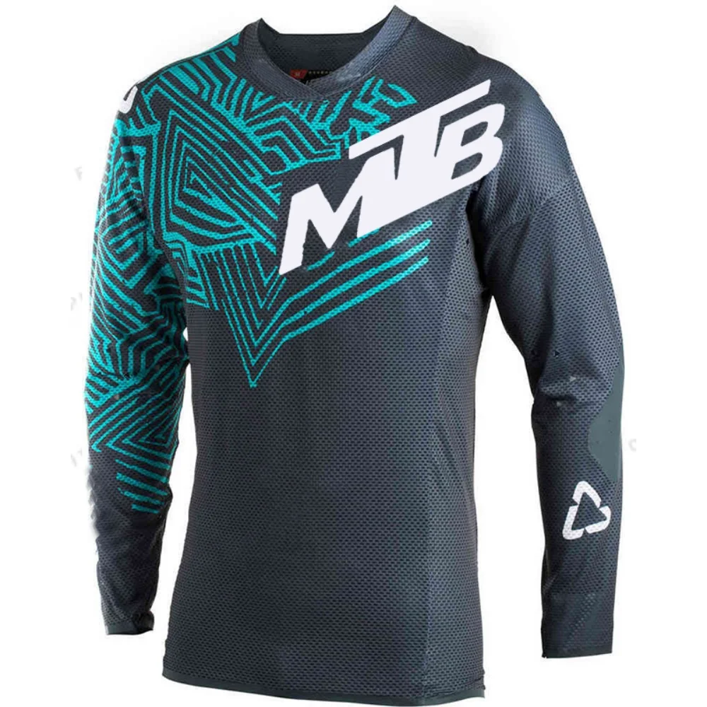 Outdoor Cycling Long-Sleeve Top MTB Print Breathable Mesh Mountain Bike Jersey Unisex Riding Gear