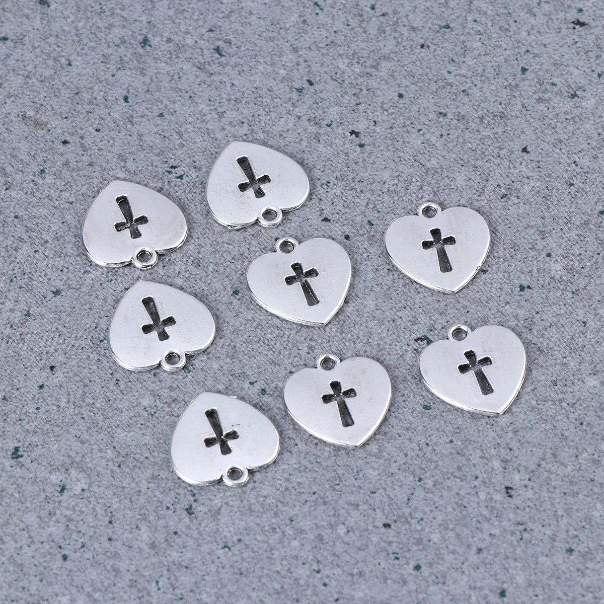 

100Pcs Heart Cross Charms in Silver Tone for DIY Earrings Necklaces Bracelets Pendant Craft Decor Supplies