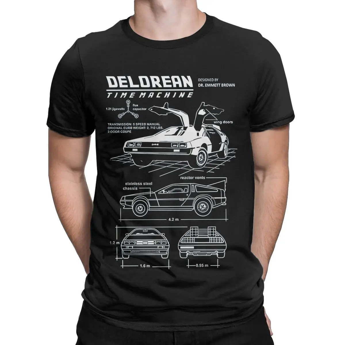 Back To The Future Delorean Car Shirt Merchandise for Men Women Cotton Humor T-shirt Short Sleeve Clothing Printed