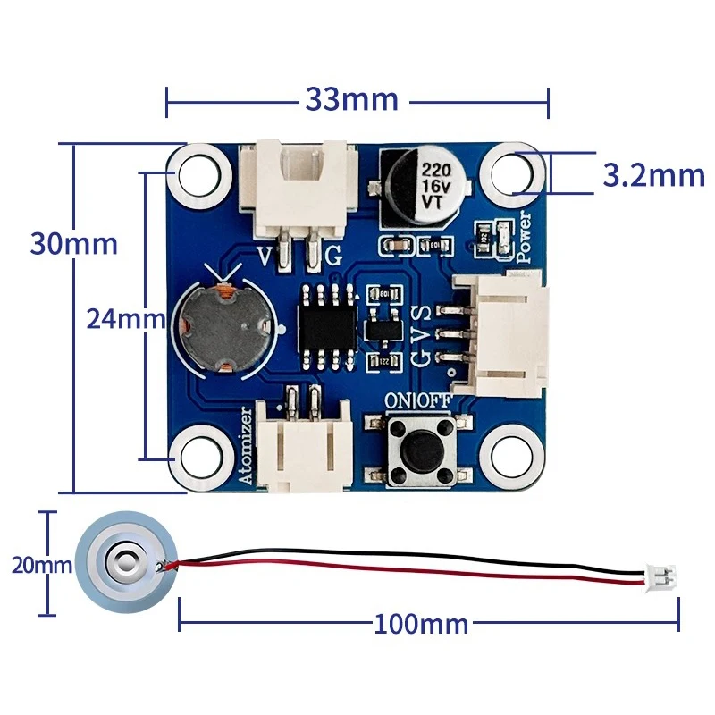 Air humidifier atomization drive module is suitable for controlling the ultrasonic micro-hole atomization plate through Arduino